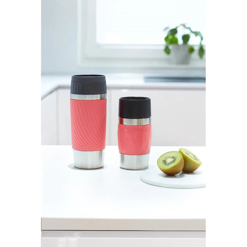 Tefal - Kubek termiczny 360 ml EASY TWIST MUG stal nierdzewna/różowy