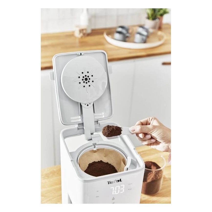Tefal - Ekspres przelewowy z wyświetlaczem LCD SENSE 1000W/230V biały