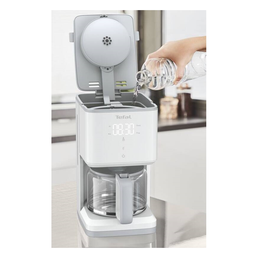 Tefal - Ekspres przelewowy z wyświetlaczem LCD SENSE 1000W/230V biały