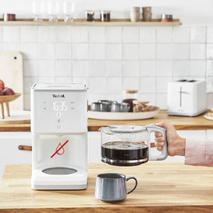 Tefal - Ekspres przelewowy z wyświetlaczem LCD SENSE 1000W/230V biały