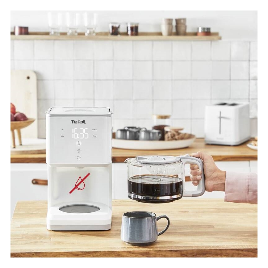 Tefal - Ekspres przelewowy z wyświetlaczem LCD SENSE 1000W/230V biały
