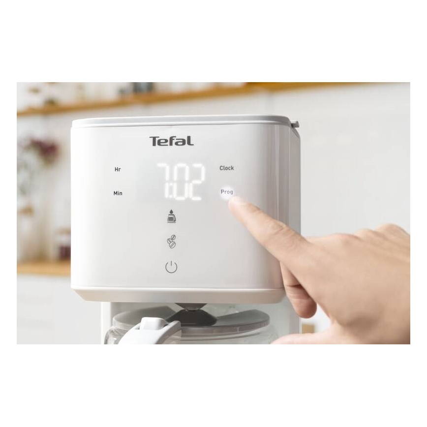 Tefal - Ekspres przelewowy z wyświetlaczem LCD SENSE 1000W/230V biały