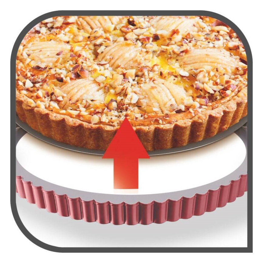 Tefal - Forma do ciasta z wyjmowanym spodem DELIBAKE 28 cm czerwona
