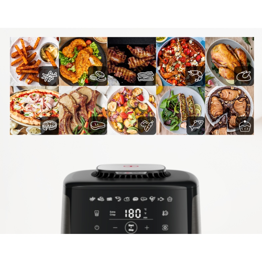 Tefal - Frytkownica beztłuszczowa o pojemności 5 l EASY FRY SILENCE COAL 1400-1670W/230V