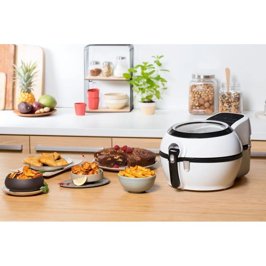 Tefal - Frytkownica na gorące powietrze ACTIFRY GENIUS DUAL MOTION 1,2l 1350W/230V biała
