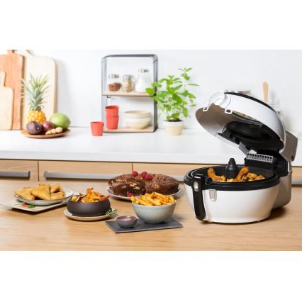 Tefal - Frytkownica na gorące powietrze ACTIFRY GENIUS DUAL MOTION 1,2l 1350W/230V biała