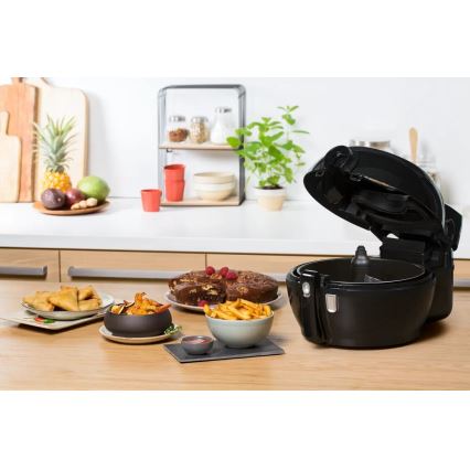 Tefal - Frytkownica na gorące powietrze ACTIFRY GENIUS DUAL MOTION 1,2l 1350W/230V czarna