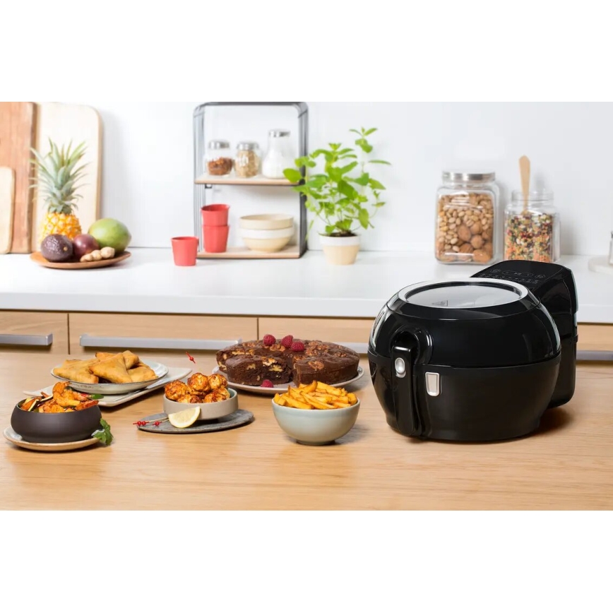 Tefal - Frytkownica na gorące powietrze ACTIFRY GENIUS DUAL MOTION 1,2l 1350W/230V czarna