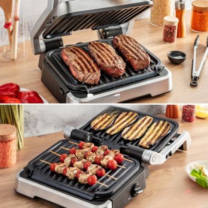 Tefal - Grill kontaktowy OPTIGRILL 2 w 1 2100W/230V stal nierdzewna