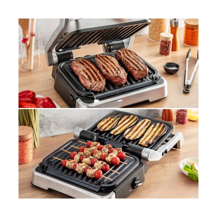 Tefal - Grill kontaktowy OPTIGRILL 2 w 1 2100W/230V stal nierdzewna