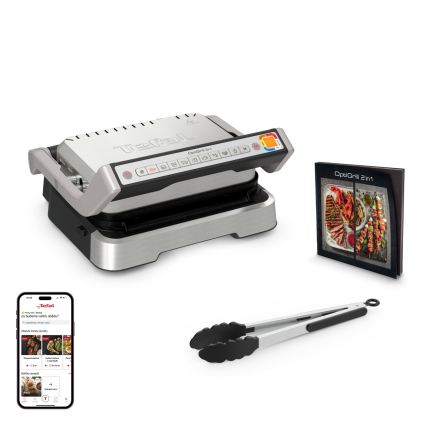 Tefal - Grill kontaktowy OPTIGRILL 2 w 1 2100W/230V stal nierdzewna