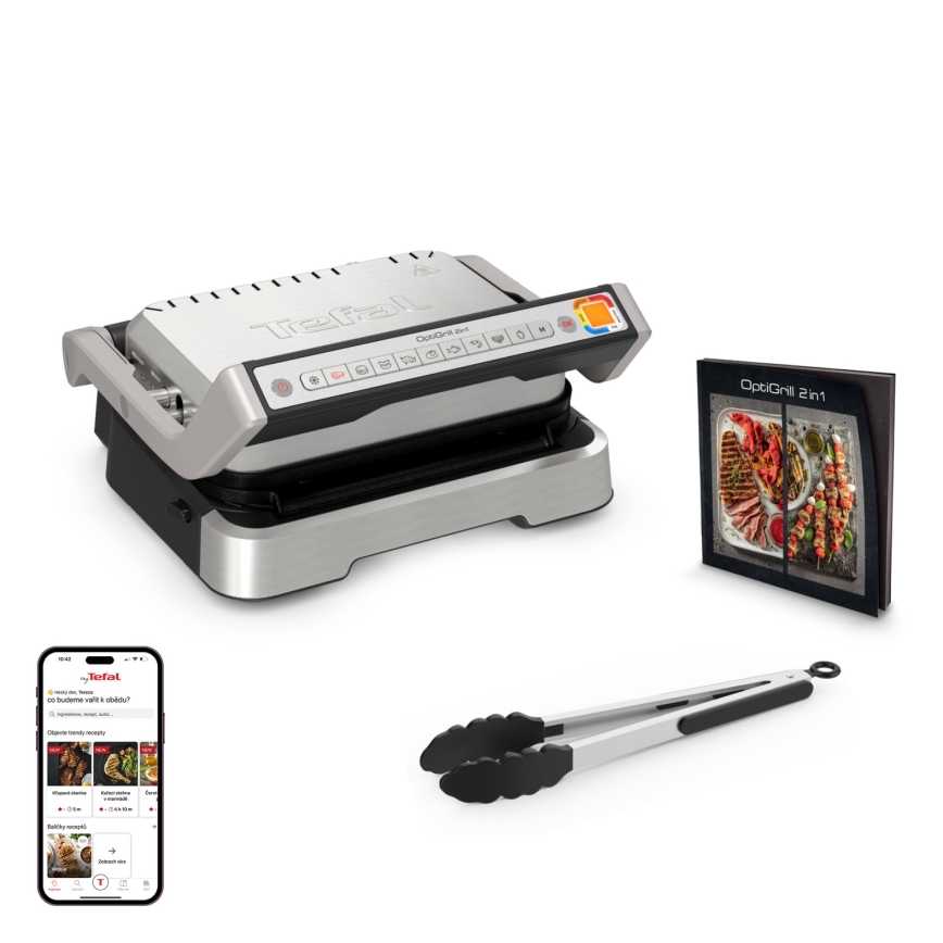 Tefal - Grill kontaktowy OPTIGRILL 2 w 1 2100W/230V stal nierdzewna