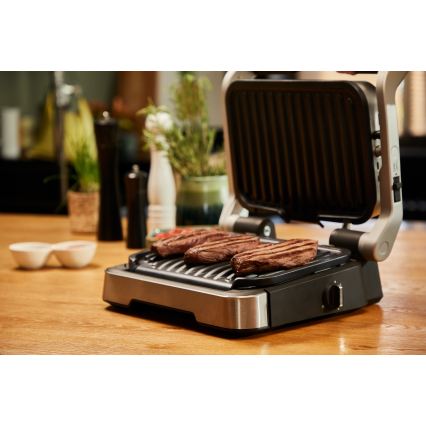 Tefal - Grill kontaktowy OPTIGRILL 2100W/230V matowy chrom
