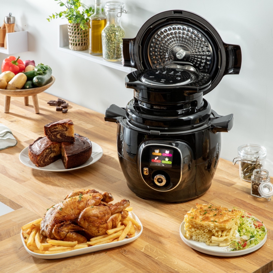 Tefal - Wielofunkcyjny elektryczny szybkowar z akcesoriami 6 l 1600W/230V czarny