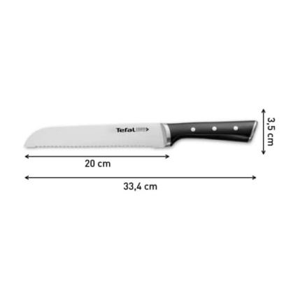 Tefal - Nóż do chleba ze stali nierdzewnej ICE FORCE 20 cm chrom błyszczący/czarny