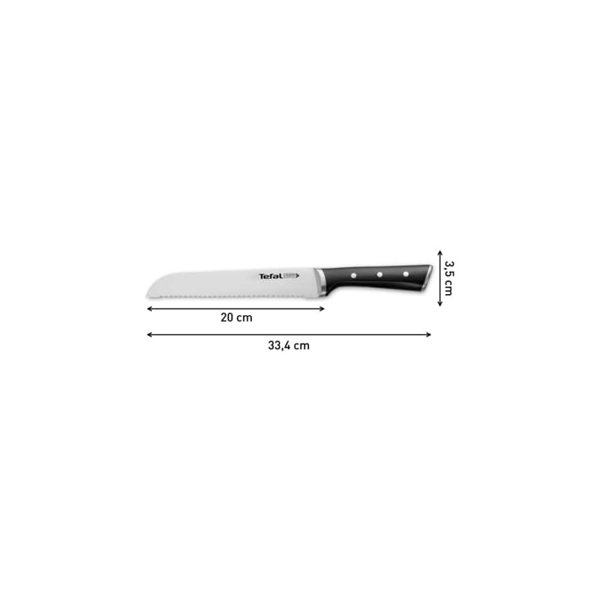 Tefal - Nóż do chleba ze stali nierdzewnej ICE FORCE 20 cm chrom błyszczący/czarny
