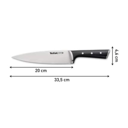 Tefal - Nóż ze stali nierdzewnej chef ICE FORCE 20 cm chrom błyszczący/czarny