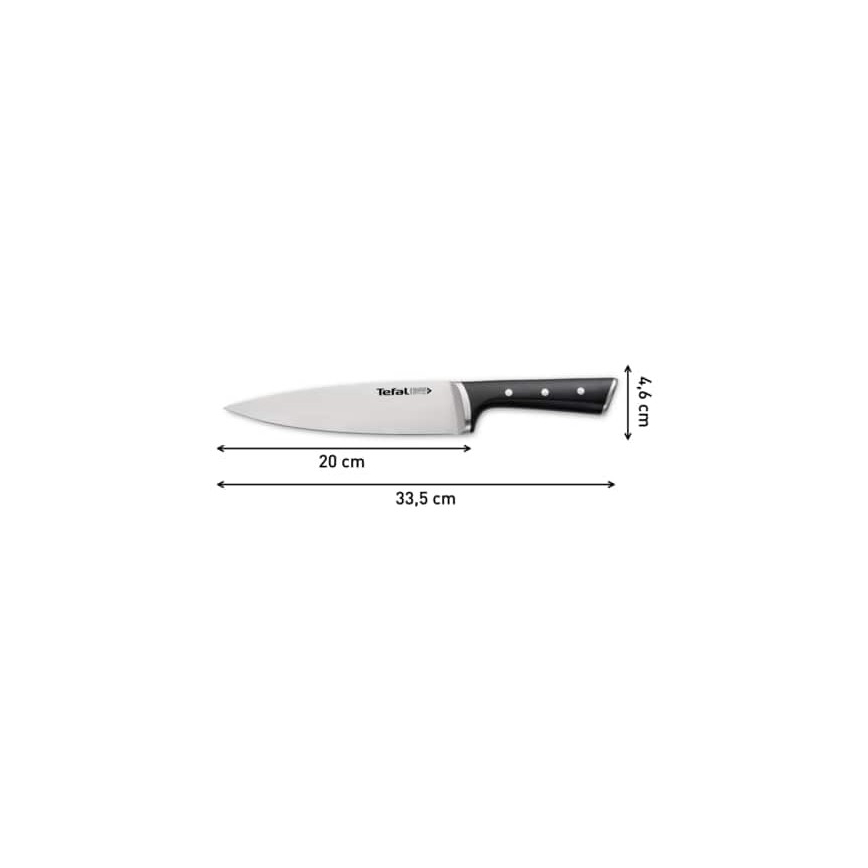 Tefal - Nóż ze stali nierdzewnej chef ICE FORCE 20 cm chrom błyszczący/czarny