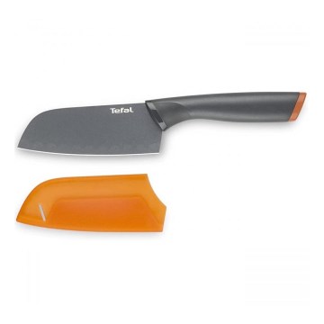 Tefal - Nóż ze stali nierdzewnej santoku FRESH KITCHEN 12 cm szary/pomarańczowy