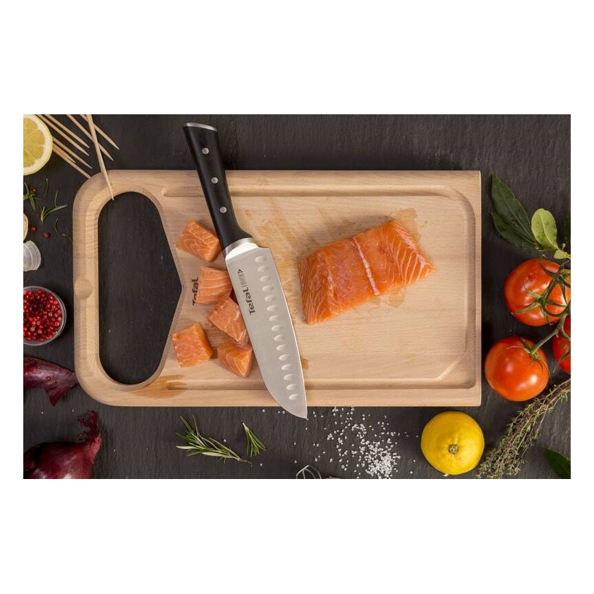 Tefal - Nóż ze stali nierdzewnej santoku ICE FORCE 18 cm chrom błyszczący/czarny