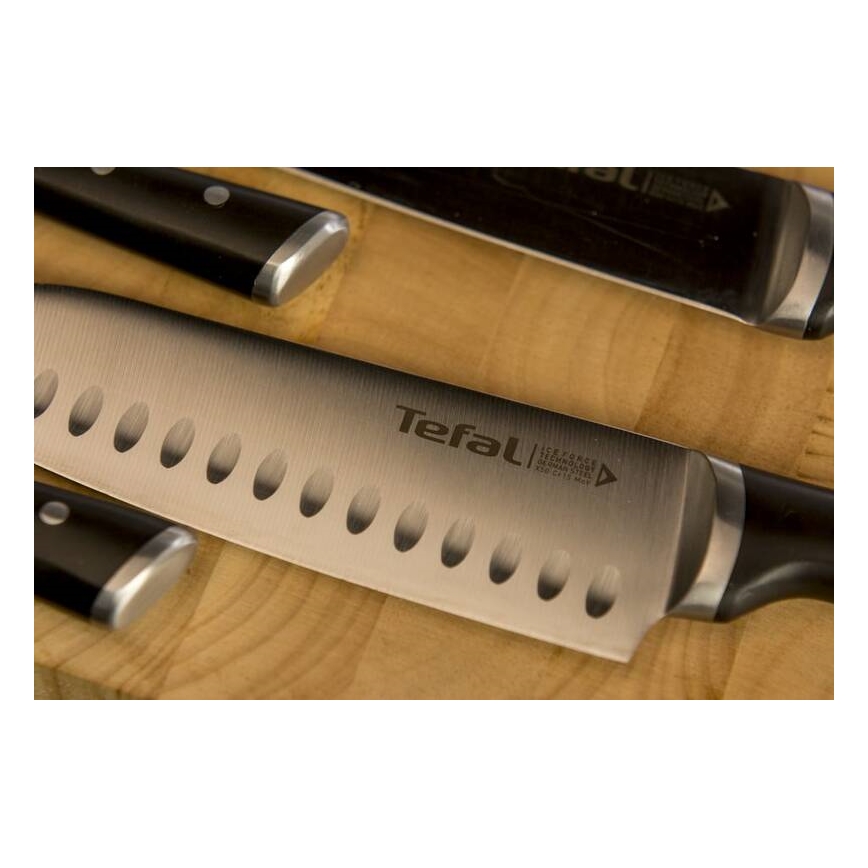 Tefal - Nóż ze stali nierdzewnej santoku ICE FORCE 18 cm chrom błyszczący/czarny