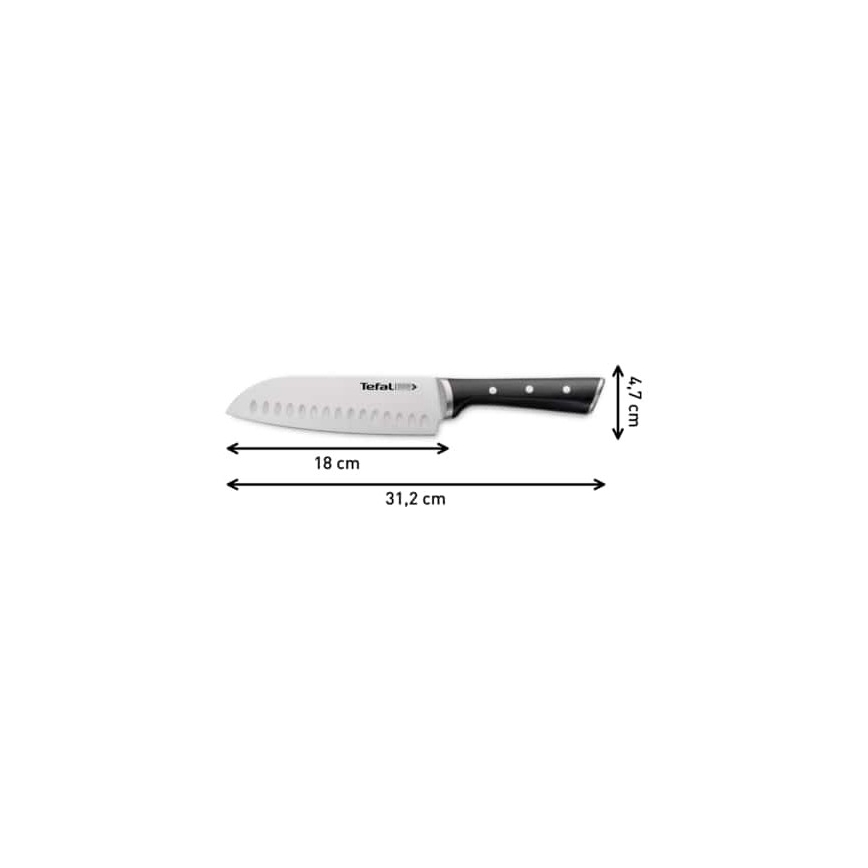 Tefal - Nóż ze stali nierdzewnej santoku ICE FORCE 18 cm chrom błyszczący/czarny
