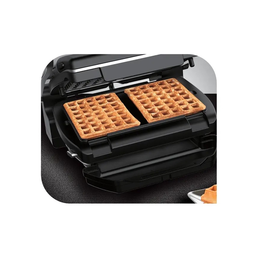 Tefal - Grill kontaktowy OPTIGRILL+ INOX WAFFLES 2000W/230V czarny/chrom