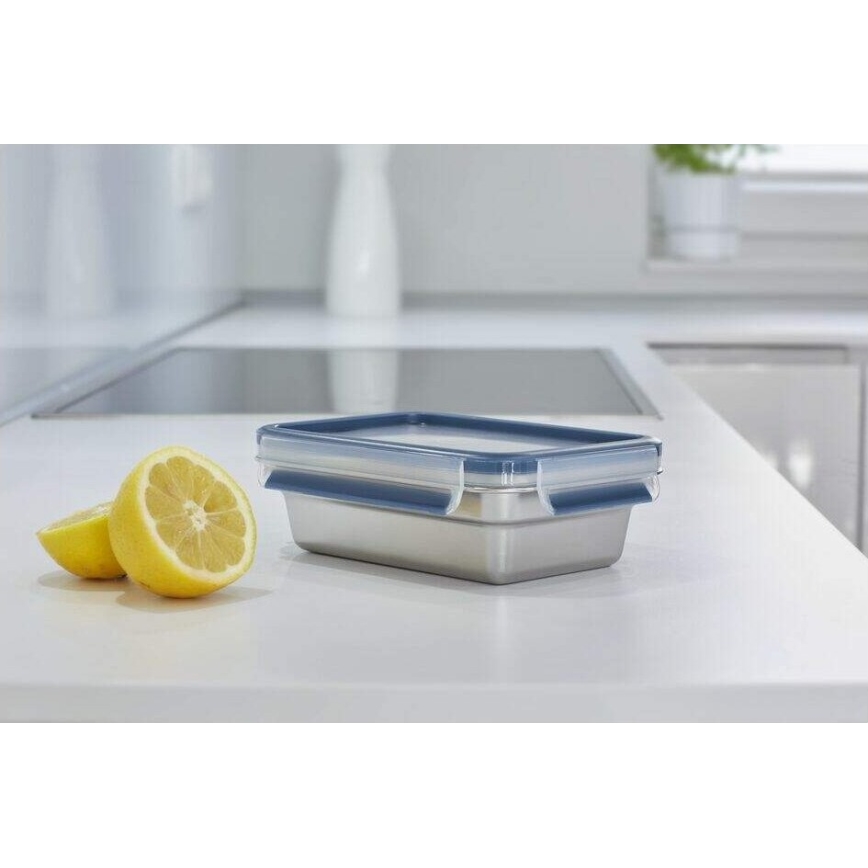 Tefal - Pojemnik na jedzenie 0,8 l MSEAL STEEL niebieski/stal nierdzewna