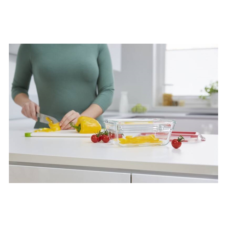 Tefal - Pojemnik na jedzenie 0,85 l MSEAL GLASS czerwony/szkło
