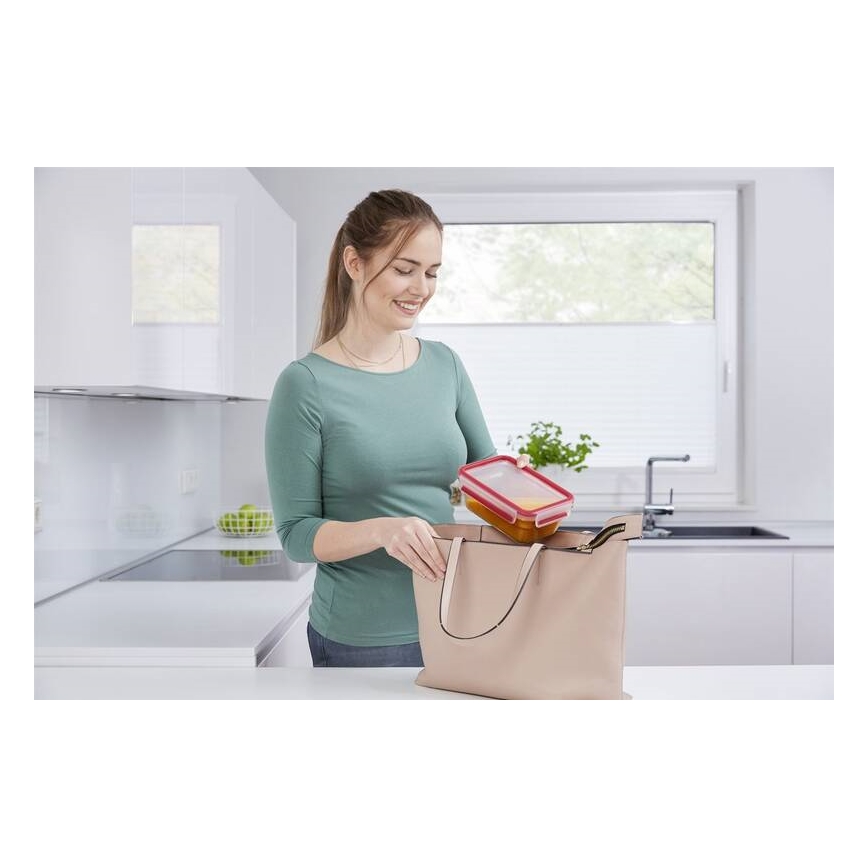 Tefal - Pojemnik na jedzenie 0,85 l MSEAL GLASS czerwony/szkło