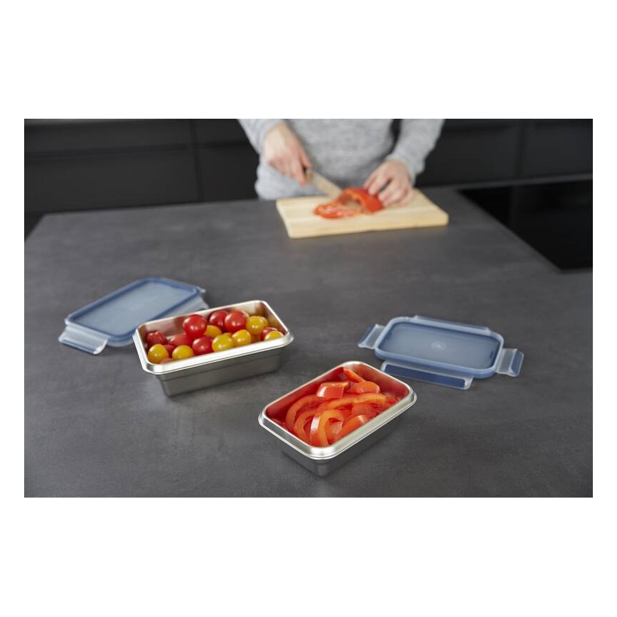 Tefal - Pojemnik na jedzenie 3 l MSEAL STEEL niebieski/stal nierdzewna