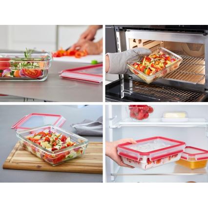 Tefal - Pojemnik na żywność 1,3 l MSEAL GLASS czerwony/szkło
