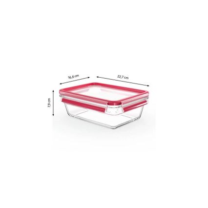 Tefal - Pojemnik na żywność 1,3 l MSEAL GLASS czerwony/szkło
