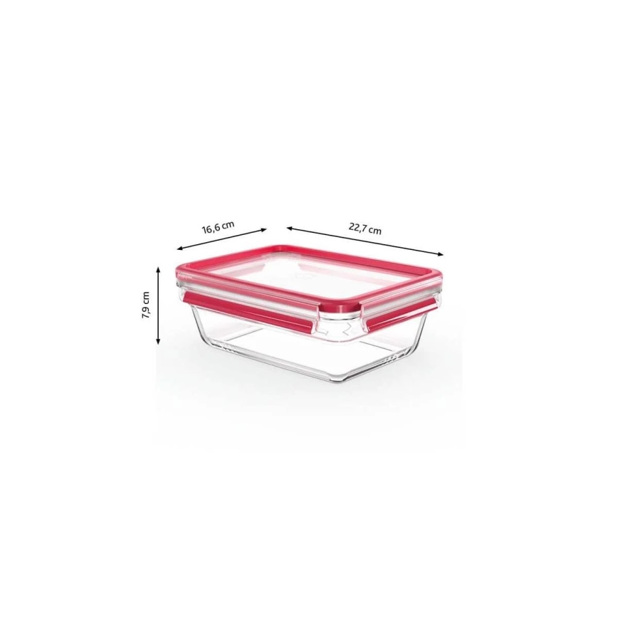 Tefal - Pojemnik na żywność 1,3 l MSEAL GLASS czerwony/szkło