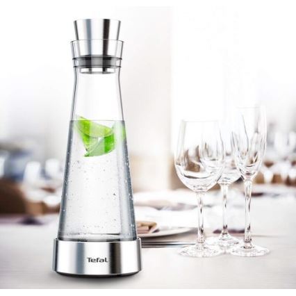 Tefal - Szklana karafka chłodząca FLOW SLIM 1 l stal nierdzewna/szkło