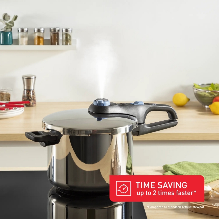 Tefal - Szybkowar 6 l SECURE TRENDY stal nierdzewna