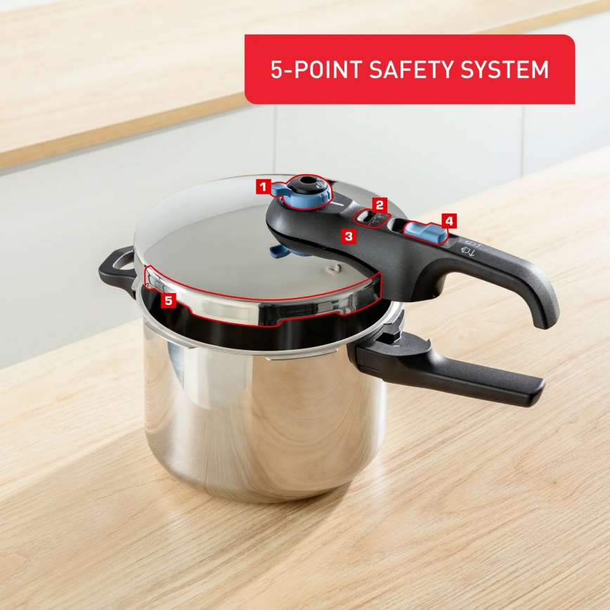 Tefal - Szybkowar 6 l SECURE TRENDY stal nierdzewna