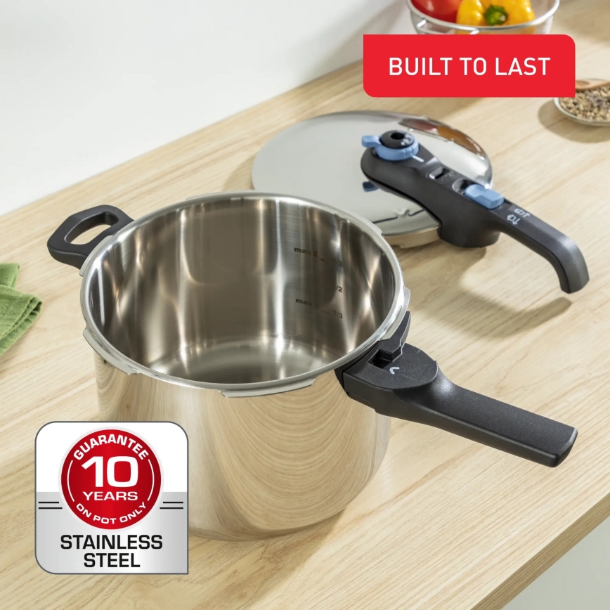 Tefal - Szybkowar 6 l SECURE TRENDY stal nierdzewna