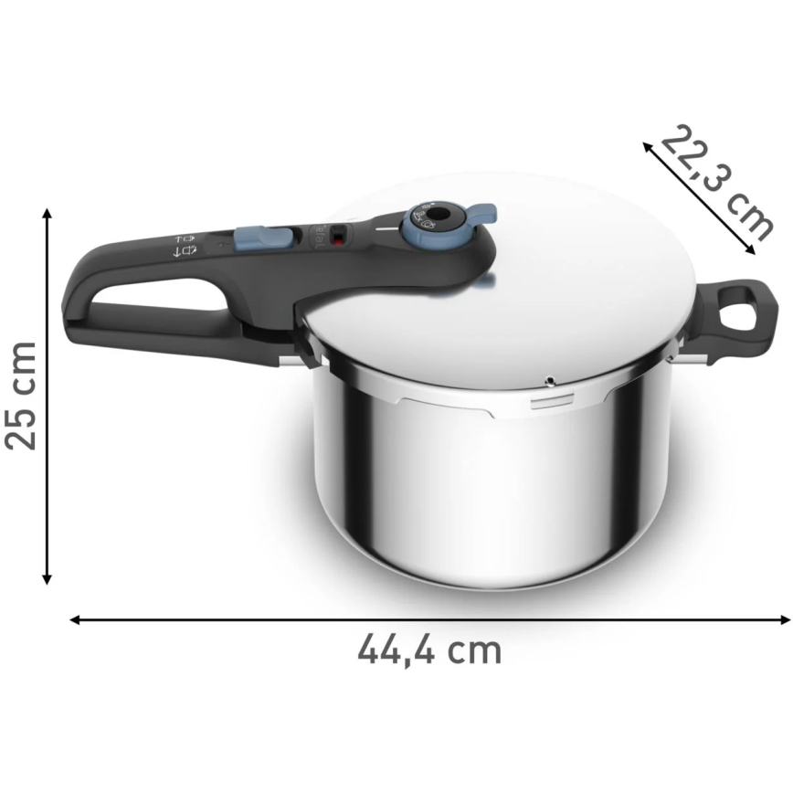 Tefal - Szybkowar 6 l SECURE TRENDY stal nierdzewna