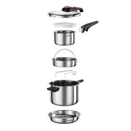 Tefal - Szybkowar 6 l SECURE TRENDY + zestaw 5-częściowy INGENIO EMOTION