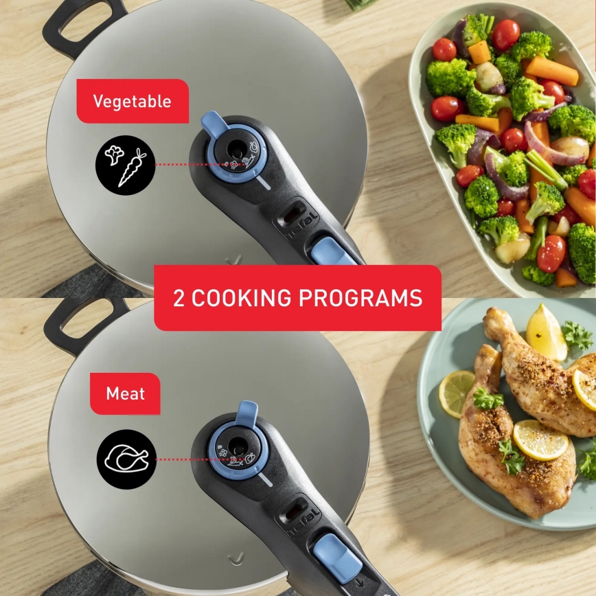Tefal - Szybkowar 8 l SECURE TRENDY stal nierdzewna