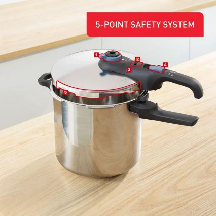 Tefal - Szybkowar 8 l SECURE TRENDY stal nierdzewna