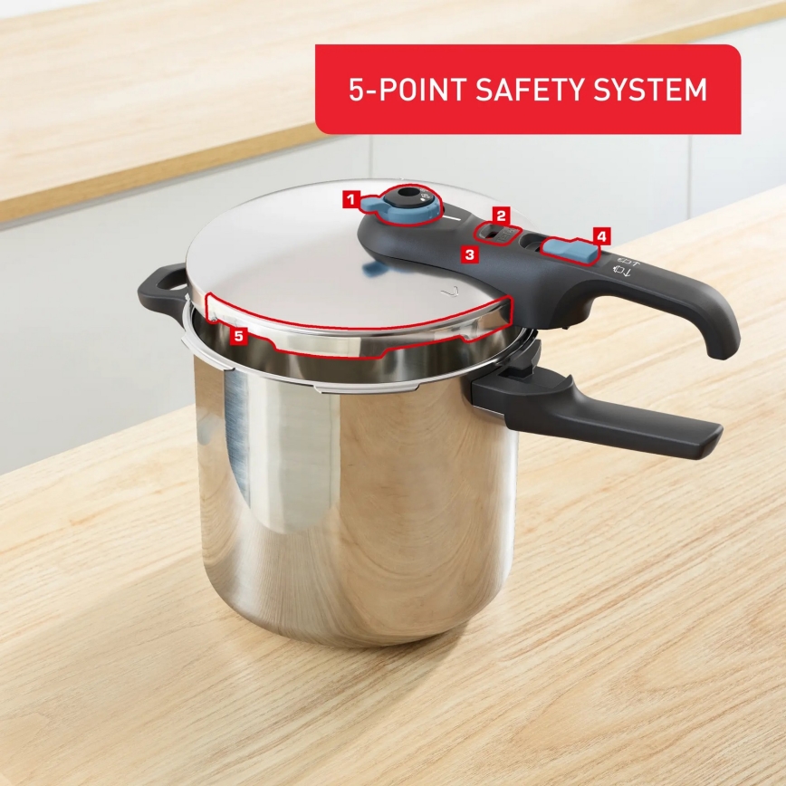 Tefal - Szybkowar 8 l SECURE TRENDY stal nierdzewna