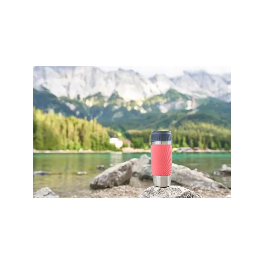 Tefal - Termokubek 360 ml EASY TWIST MUG stal nierdzewna/różowy
