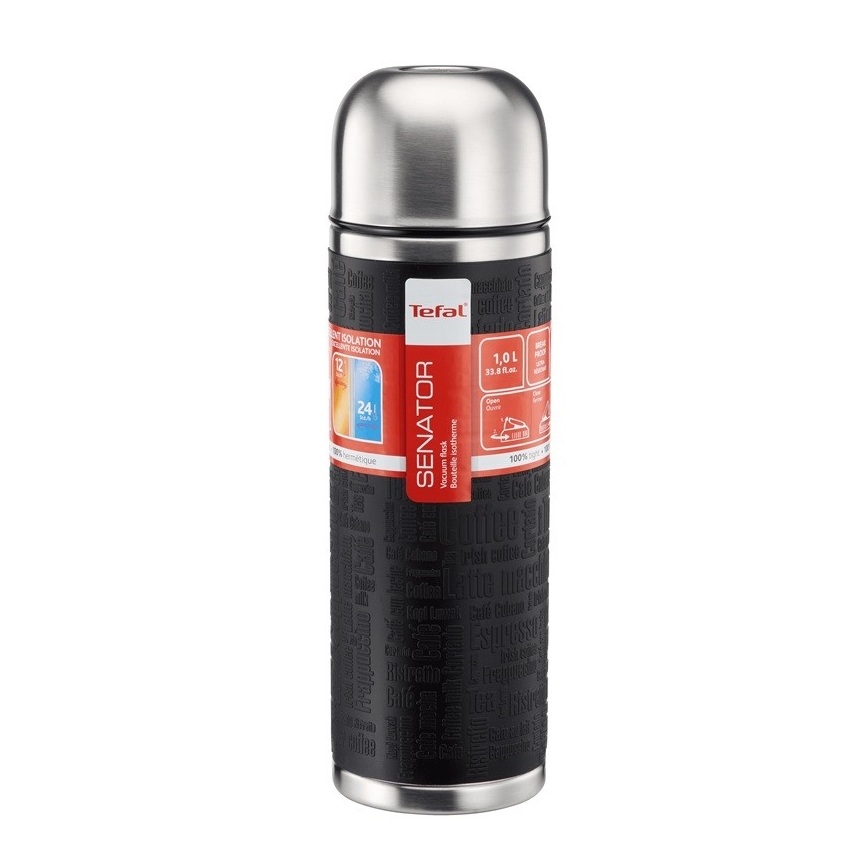 Tefal - Termos z kubkiem 1 l SENATOR stal nierdzewna/czarny