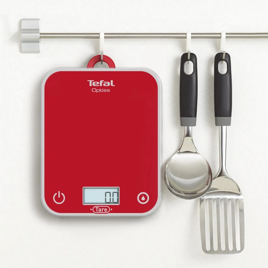 Tefal - Waga kuchenna OPTISS 2xAAA czerwony