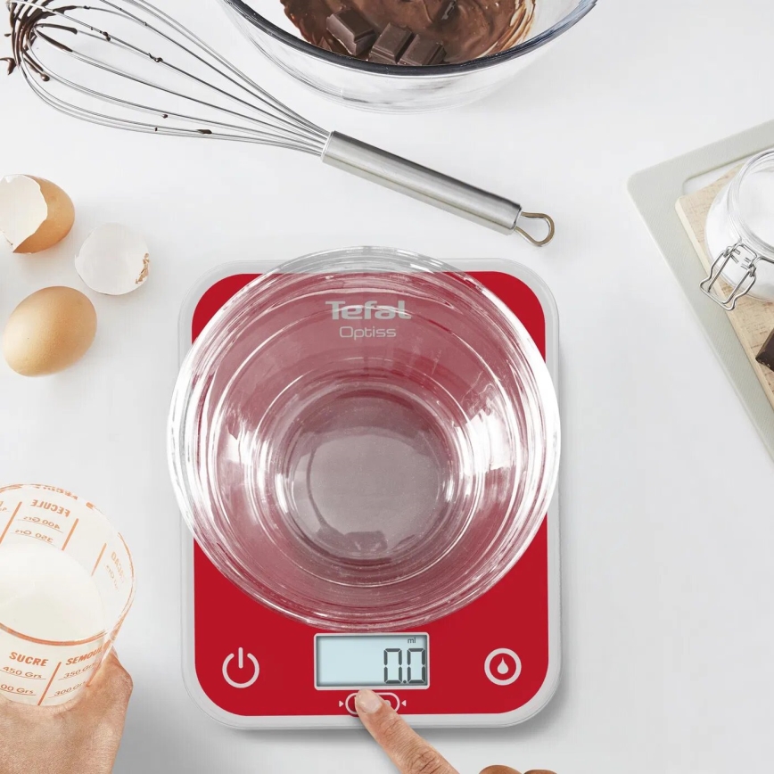 Tefal - Waga kuchenna OPTISS 2xAAA czerwony