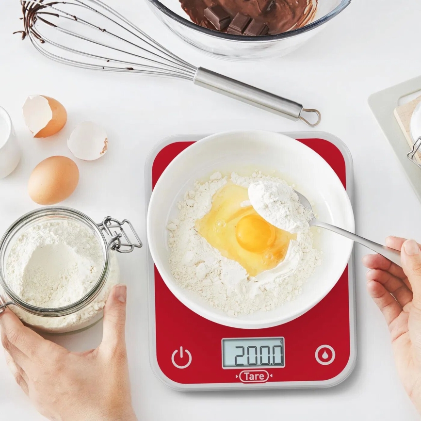 Tefal - Waga kuchenna OPTISS 2xAAA czerwony