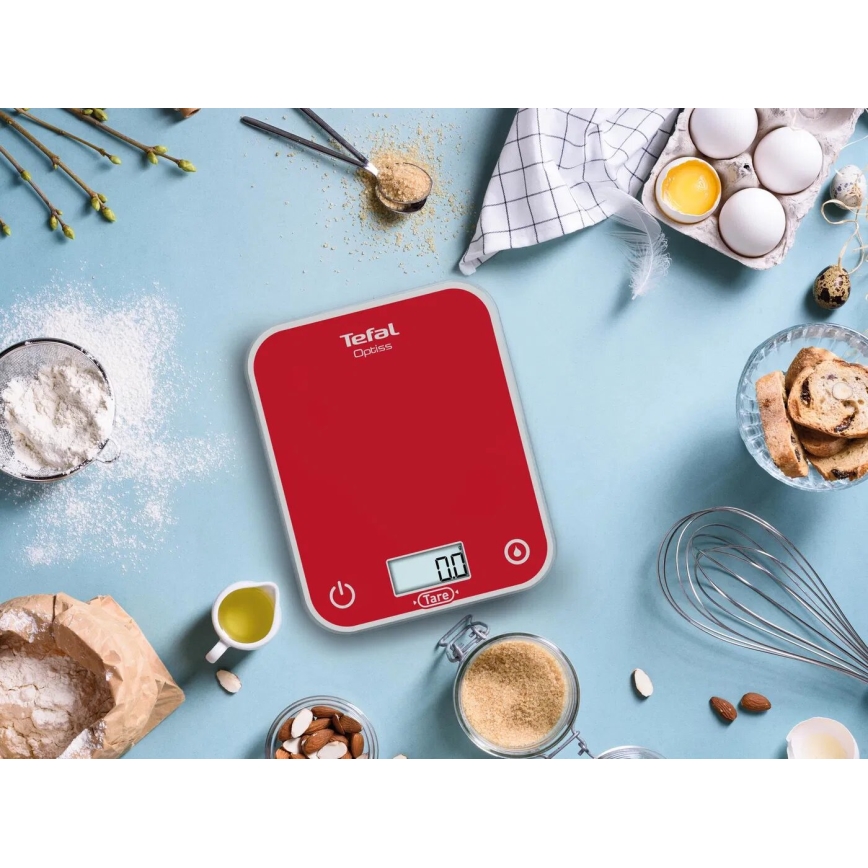 Tefal - Waga kuchenna OPTISS 2xAAA czerwony