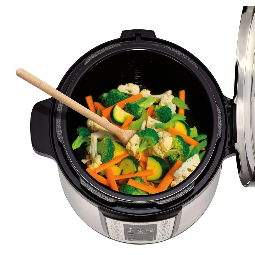Tefal - Wielofunkcyjny elektryczny szybkowar ALL IN ONE POT 1100W/230V matowy chrom/czarny